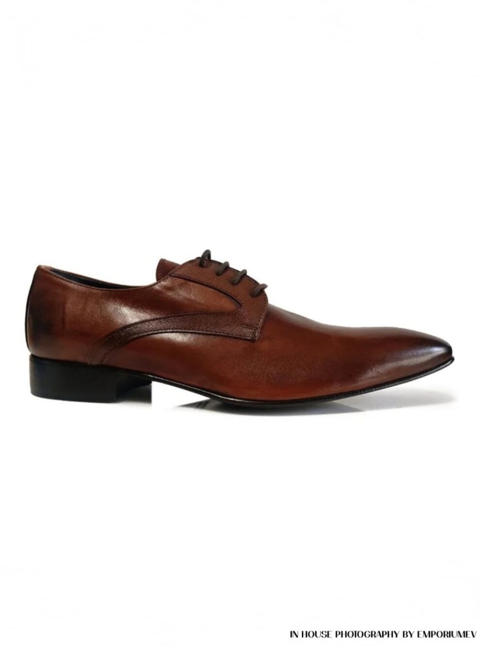 Perlamoda Men Derby Shoes Brown Vernice Leather Size 9 US 42 EUR